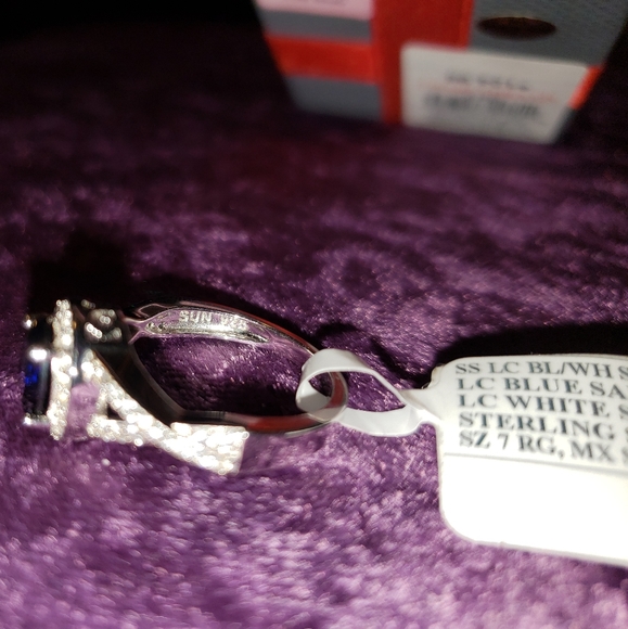 Solid Sterling Silver Blue and White Sapphire Ring - Picture 5 of 7